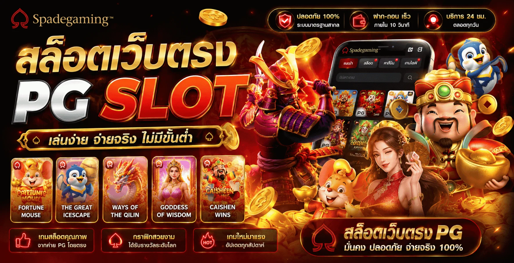 แบนเนอร์สล็อต LENGZAB พร้อมตัวละครเกมและตรา PG Soft